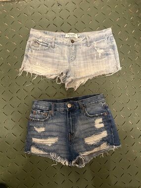 LOT Abercrombie & Fitch Light Wash distressed and aero Denim Shorts sz 4 0